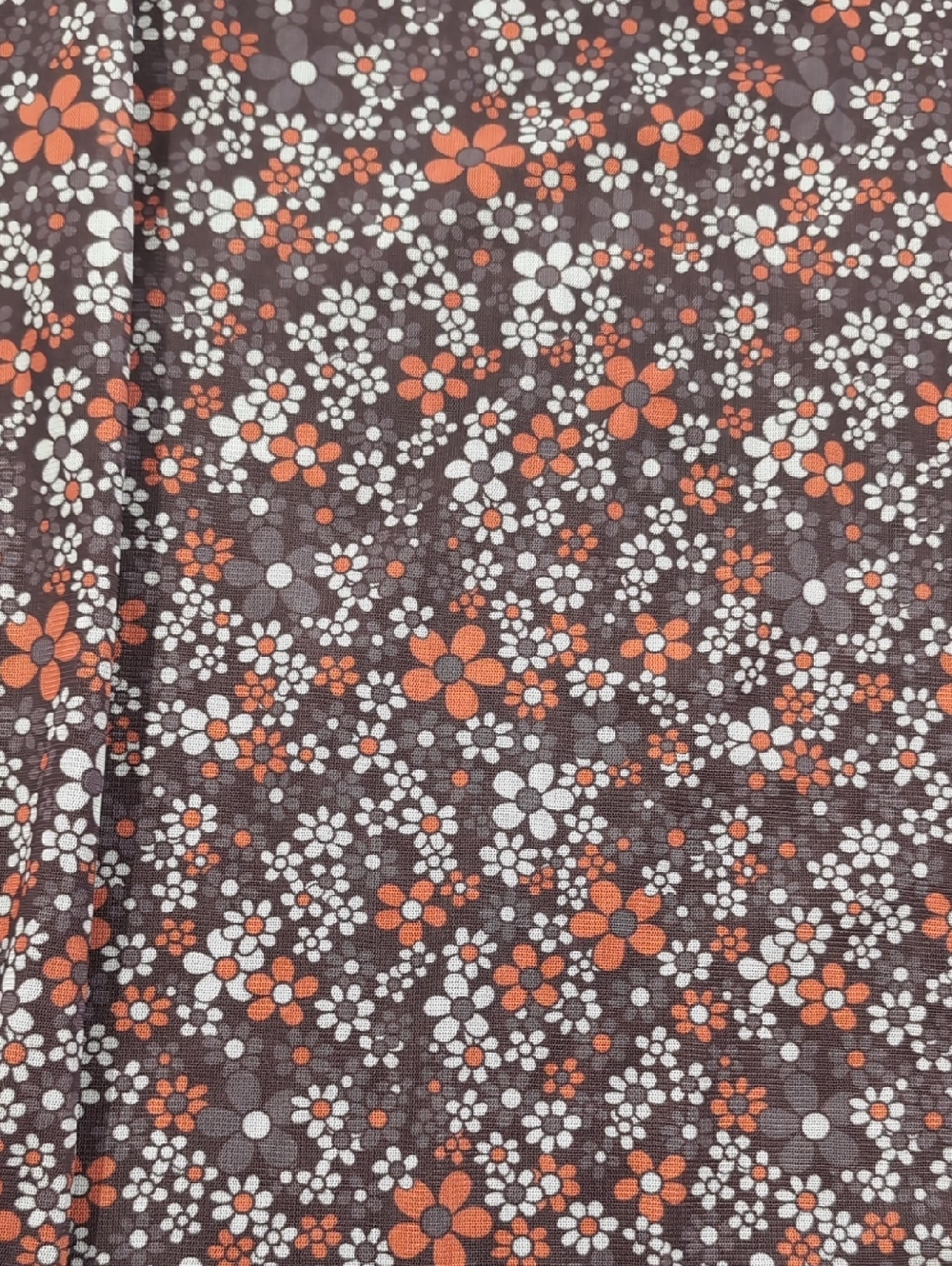 Floral Maxi Skirt in Brown with Orange and White Flower Print